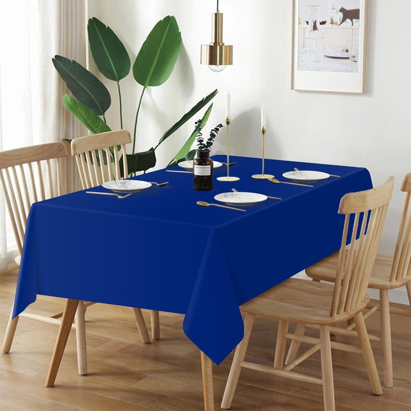 QIKSION Royal Blue Plastic Table Cloth Disposable 6 Pack, 54 x 108 Inch Tablecloths for Party, Graduation, Patriotic, Veterans Day Decorations, Dark Blue Rectangle Table Cover