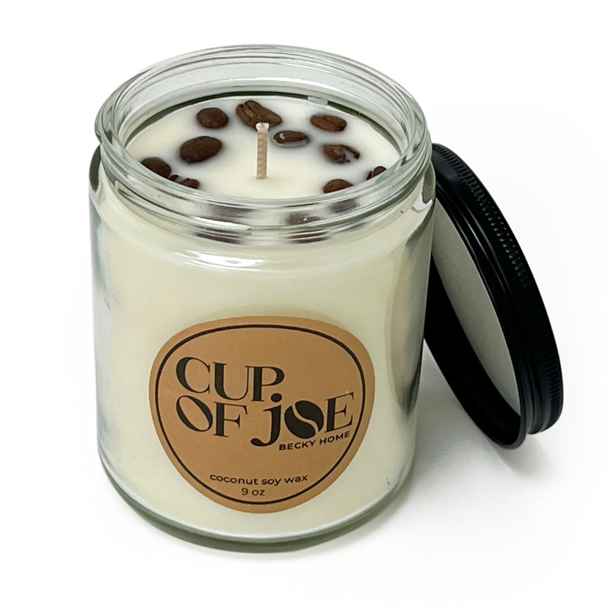 Becky Home 9 oz Coffee Scented Candle, Fresh Espresso Candle, Macchiato Coffee Candles, Large Jar Candles for Women, Gift for Men and Women, Clear Glass