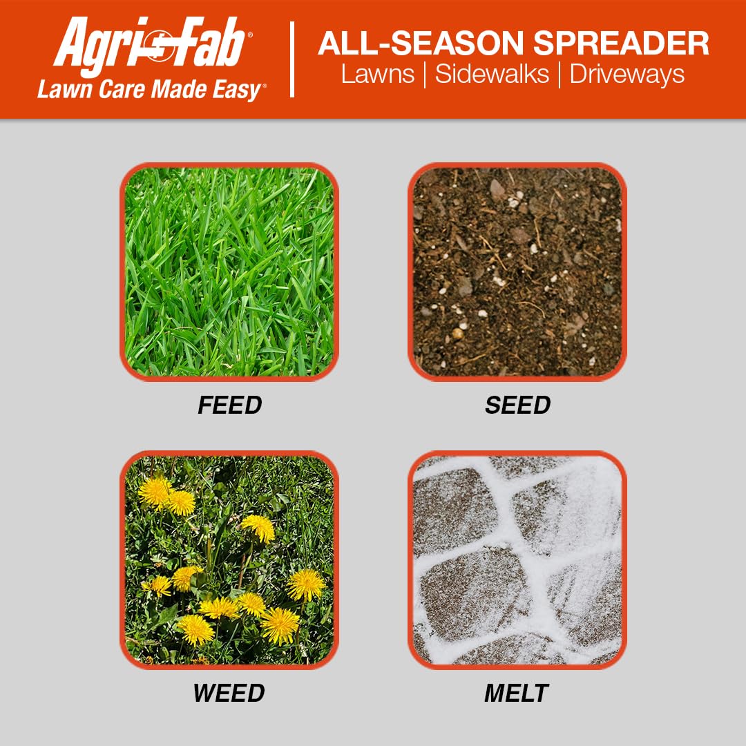 Agri-Fab Tow Behind Broadcast Spreader for Seed, Fertilizer, Salt and Ice Melt, 110 lb Capacity Lawn and Garden Spreader with 10 Ft Spread Width