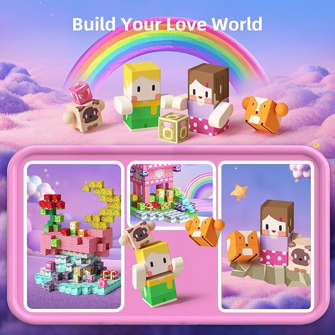 GobiDex 100PCS Magnetic Blocks Princess Building Toys for Girls Age 3+ Game-Based Build MagWonder with STEM Magnet Construction Set Sensory Gifts for Kids Birthday (1 inch)