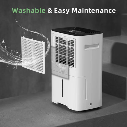 HOGARLABS Smart Dehumidifiers for Home and Basements, with 3 Working Modes, Overflow Protection, Dehumidifier with Drain Hose and Digital Control Panel. (50 Pints for basement)