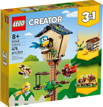 LEGO Creator 3in1 Birdhouse 31143 Birds to Hedgehog to Beehive Set Forest Animal Figures Building Toys for Kids Ages 8 Years and Over Colorful Toy Set Gift Idea
