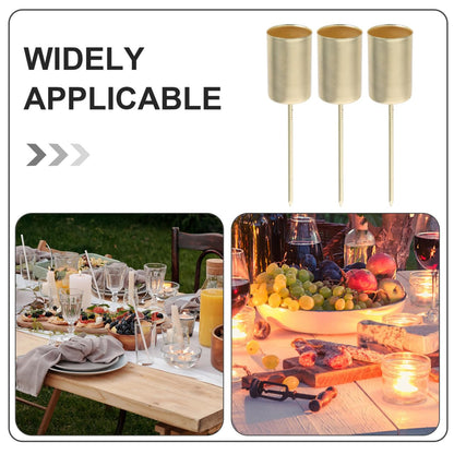 VOSAREA 5pcs Candle Holder Stakes Candlestick Liners Inserts Cups Wreaths Candle Stand with Spike for Pillar Tealight Wedding Flower Arrangement for Christmas Table Decor
