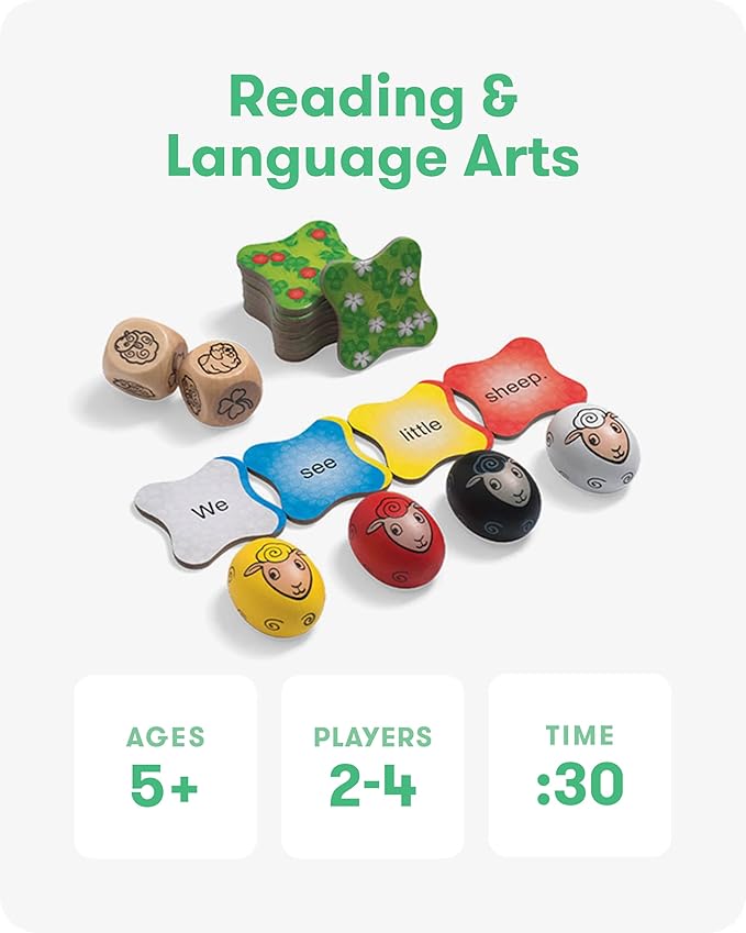 SimplyFun Clover Leap - Educational Vocabulary Game - Sentence Building for Kids Develop Sentence Structure &amp Vocabulary Skills Fun Learning Game for Families - 2-4 Players Ages 5 &amp Up