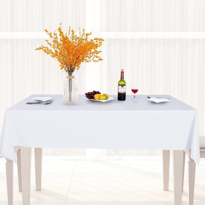 sancua 100% Waterproof Rectangle PVC Tablecloth - 70 x 70 Inch - Oil Proof Spill Proof Vinyl Table Cloth, Wipe Clean Table Cover for Dining Tables, Buffet Parties and Camping, White