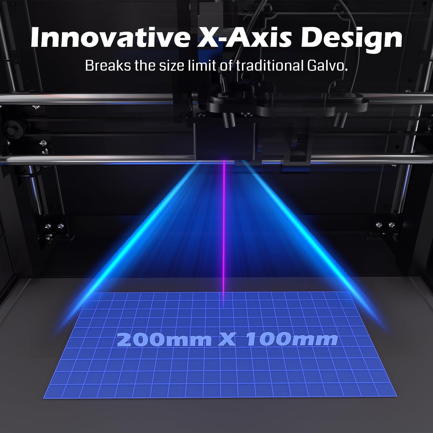 Genmitsu Kintix Laser Engraver 10W 10000mW + MD18 Rotary Roller, 90000mm/min Ultra Fast Galvo Laser with Auto-Lifting, 200x100mm Large Area for Jewelry, Metal, Wood, Class 1 Safety