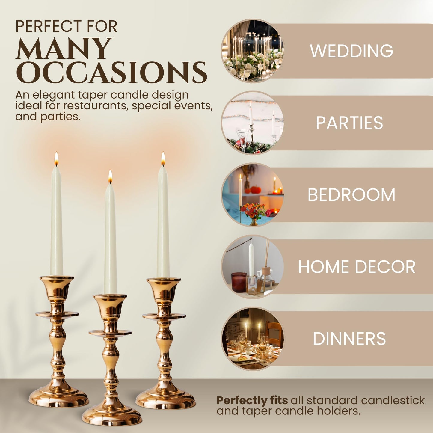 Axiom Candles - 10 Inch Dripless - Ivory Taper Candle Smokeless Tall Candle Sticks - 9 Hour Burn Time - Tapered Candles for Home, Dinners, Weddings, Parties (Unscented Pack of 10)
