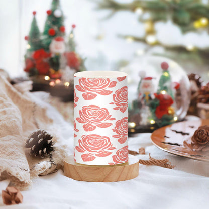 ALAZA Rose Flower Spread Tile Pattern Flickering Flameless Candles Battery Operated with Remote Timer,Tea Light Candles LED Pillar Votive Candles Set of 2 for Outdoor Indoor Decorations