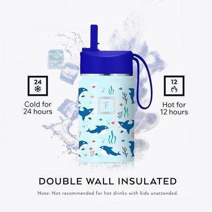 IRON °FLASK Kids Water Bottle - Straw Lid, 20 Name Stickers, Vacuum Insulated Stainless Steel, Double Walled Tumbler Travel Cup, Mug - Space Heroes, 18 Oz