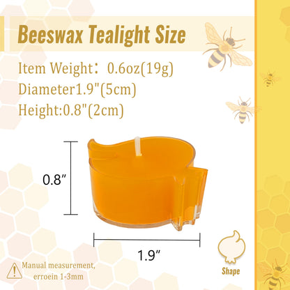 Tealight Candles Bulk Pack - Beeswax Candles 24Pack Tealight Candles Handmade of Pure Beeswax, 4 Hour Burn Time, Clear Cup Beeswax Tea Lights