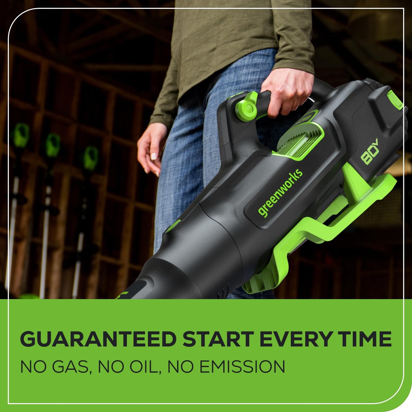 Greenworks 80V (700 CFM / 170 MPH) Brushless Cordless Leaf Blower (Turbo Button, Cruise Control, 26 CC Gas Equivalent), 2.5Ah Battery (200 Wh Max) + Rapid Charger