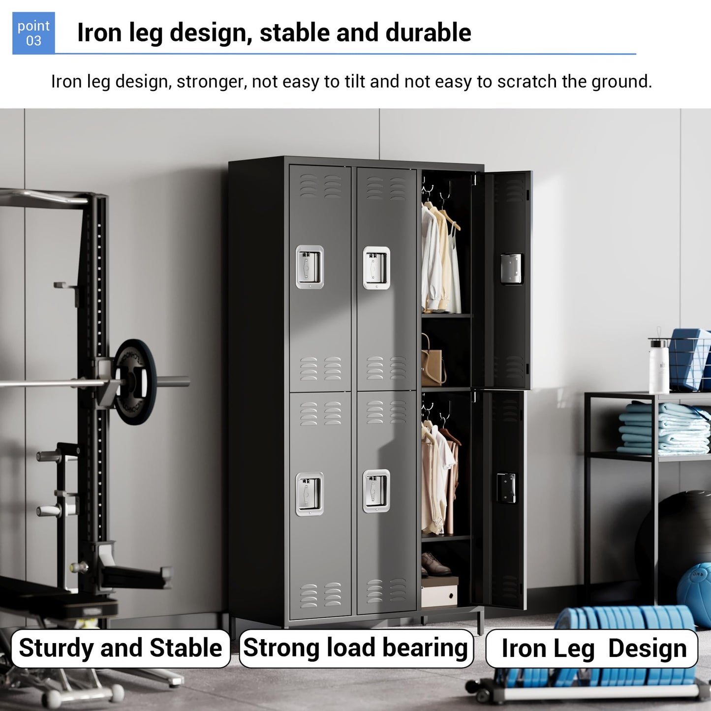 GAOMON 6 Door Metal Lockers, Industrial Double Lockers, Heavy Duty Steel Gym Lockers, Secure Storage Solutions, Perfect for Offices, Gyms, Schools and Homes, Metal Combination Lockers for Employees