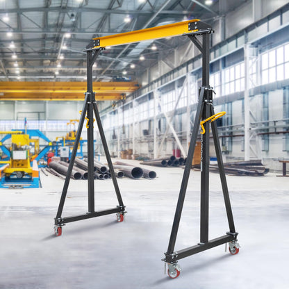Adjustable Gantry Crane 2 Ton, 4400 LBS Capacity Portable Workshop Hoist, Heavy Duty Steel Gantry Frame with 97" to 141" Height Adjustment for Factories and Warehouses