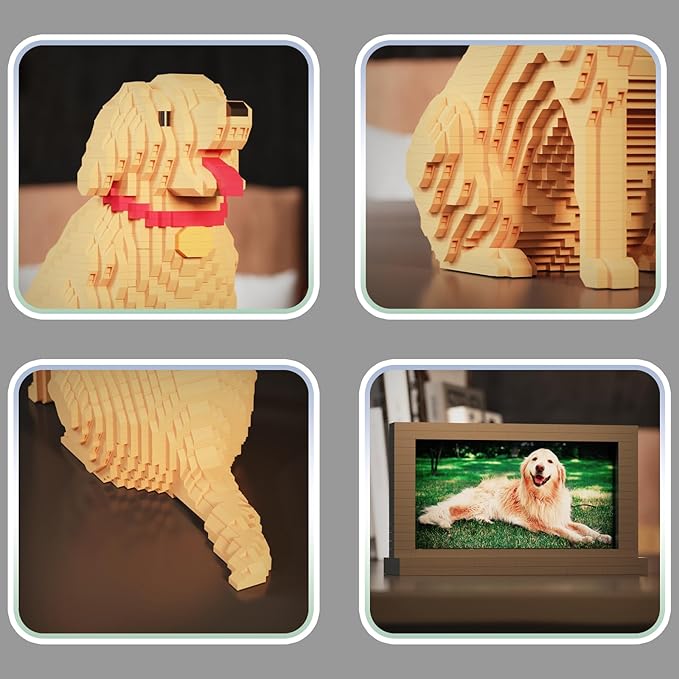 Animal Dog Adorable Pet Golden Retriever Micro Building Blocks Set (3024 Pieces) with Secret Hidden Storage Box Inside! Ideal Toy for Dog Lovers Kids &amp Adults