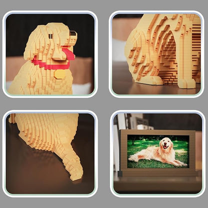 Animal Dog Adorable Pet Golden Retriever Micro Building Blocks Set (3024 Pieces) with Secret Hidden Storage Box Inside! Ideal Toy for Dog Lovers Kids &amp Adults