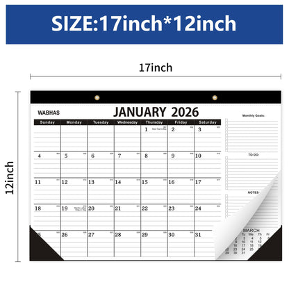 Desk Calendar 2026,January 2026 to June 2027,2026 Desk Calendar with to-do list,Calendar 2026-2027-18 Months,2026 Calendar 17" x 12" for Home or Office.