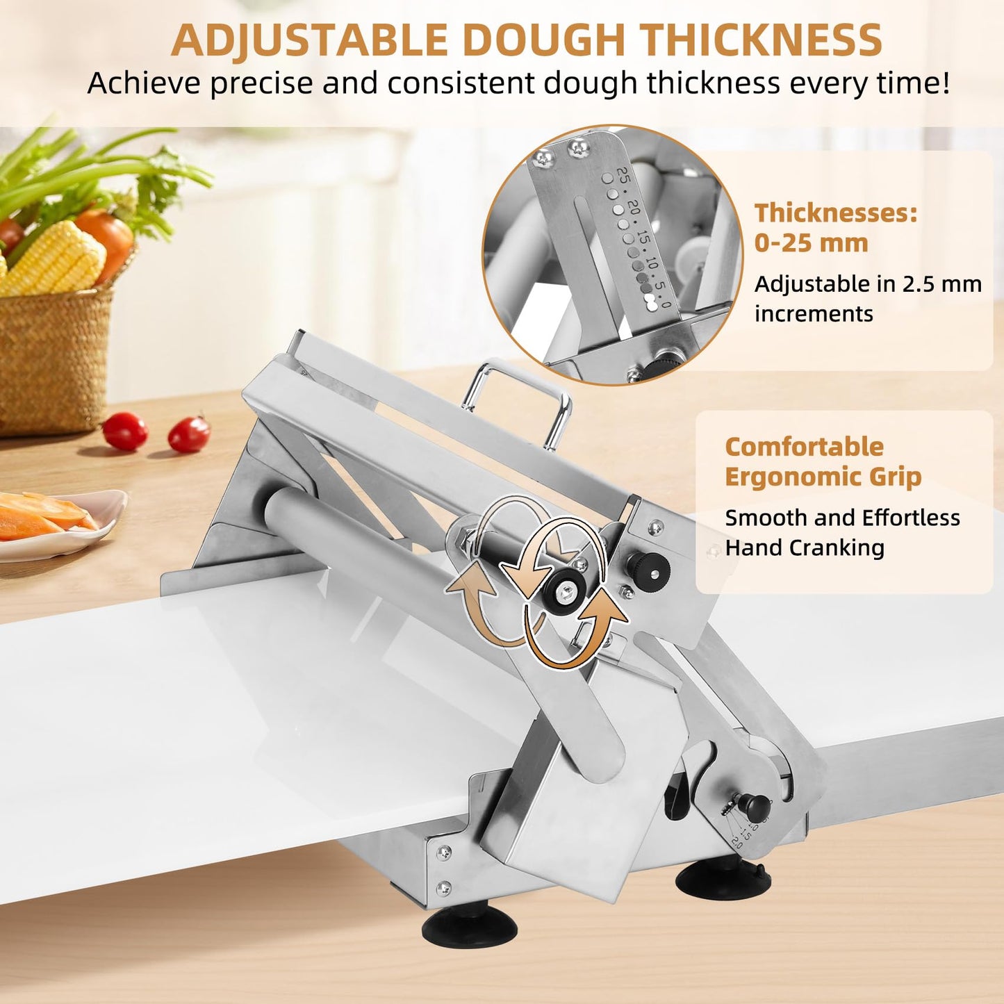 Folding Dough Sheeter (15.8"), Countertop Dough Sheeter (Upgrade15.8" Folding Dough Sheeter)