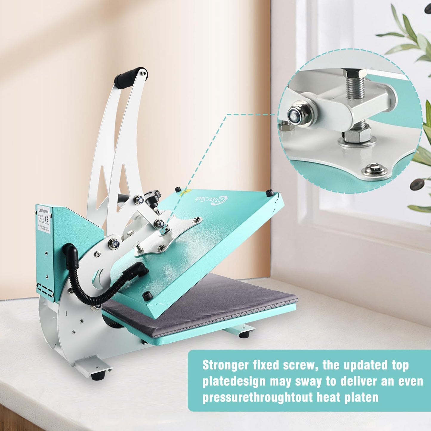 ColorSub 15x15 Heat Press for T-Shirt with Slide Out Drawer, Sublimation Heat Press Machine, Teal