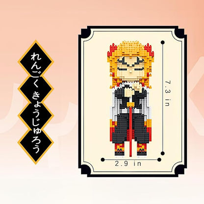 MACTANO Anime Demon Figure Micro Mini Building Set Slayer Rengoku Kyoujurou Building Block Toy for Adult-1383pcs
