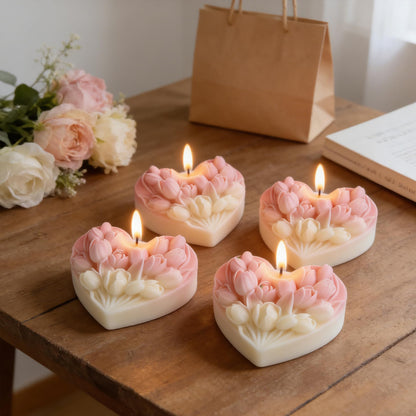 Tulip Heart Flower Petal Mold - Cylinder Molds Silicone Wave Spiral Candle Mold - Silicone Resin Casting Molds for Candle & Resin & Soap Craft Supplies