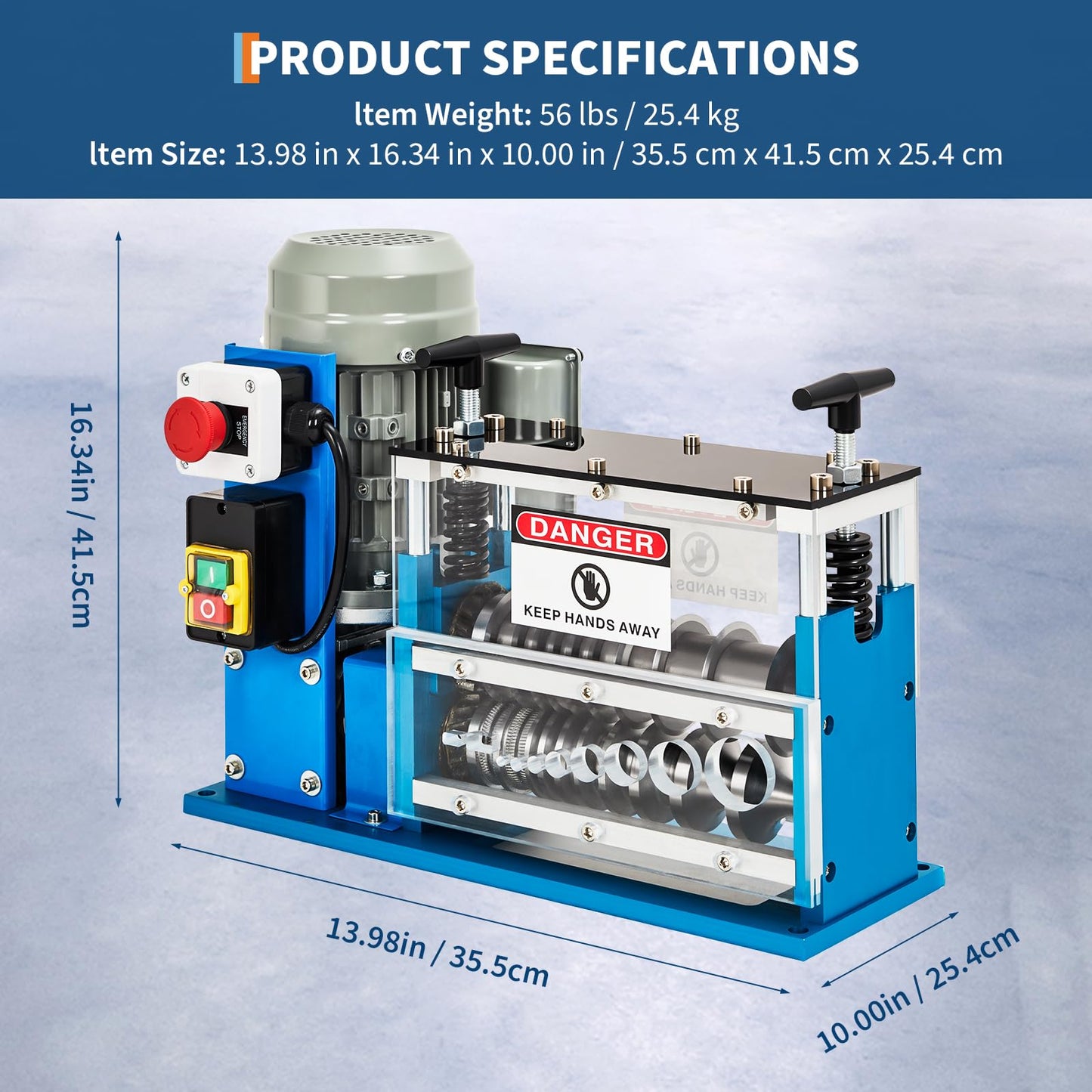 Wire Stripper Machine, 0.06" - 1.5" Automatic Wire Stripper w/98 Feet/Minute,370w 10 Channels 10 Blades with Transparent Panel for Recycling Copper