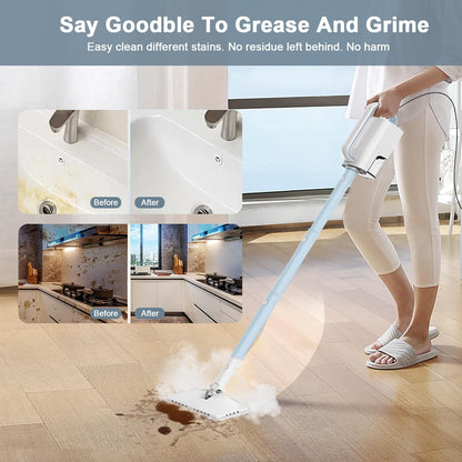 Skiennix 6-in-1 Steam Mop Cleaner - Versatile 2 Modes, 400ML Tank, 23FT Power Cable | Azure Color