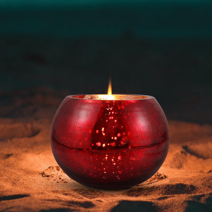 Luxshiny Valentine's Day Glass Tealight Holder Red Frosted Floral Pattern Candle Cup Romantic Aromatherapy Decor for Wedding Home Relaxation