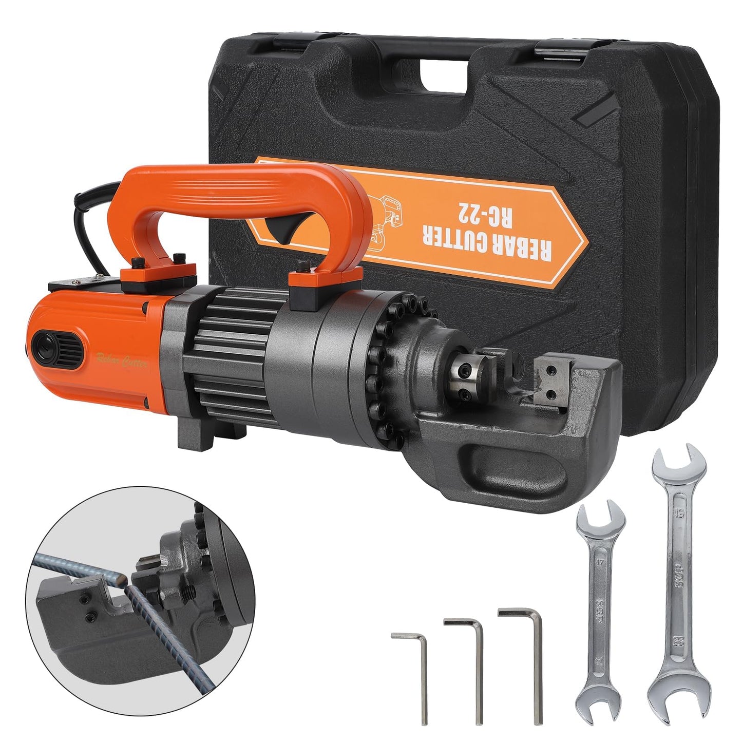 Electric Hydraulic Rebar Cutter Tool, 1350W 110V, Cutting up to 7/8 Inch #7 4-22mm Rebar, Steel, with Blades, Cutting Speed 3.5-4.0S, Concrete Construction Tools Heavy Duty (1350W RC-22)