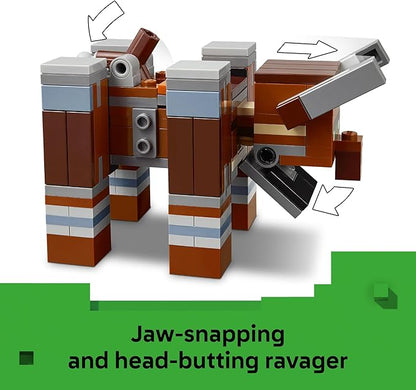 LEGO Minecraft The Pillager Outpost and Ravager Building Toy - Video Game Building Blocks for Kids Boys &amp Girls Ages 9+ - Includes Space Sentinel &amp 3 Minifigures - Gift Idea for Gamers - 212