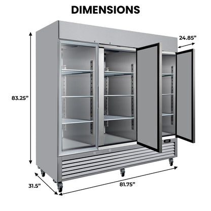 Kenmore Commercial Freezer – Upright Convertible Refrigerator, Frost Free, Congelador For Restaurant, Industrial Use, Cafe, Shop, Buffet Station, Reach-In Full-Size 72 Cu.ft Stainless Steel