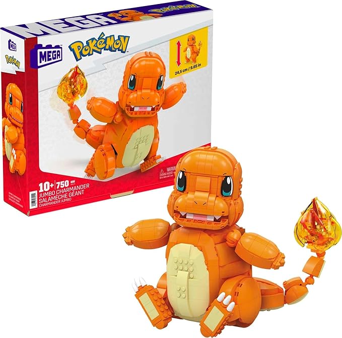 MEGA Pokémon Jumbo Charmander Building Set with 750 Compatible Bricks and Pieces and Poké Ball Toy Gift Set for Ages 10 and up HHL13