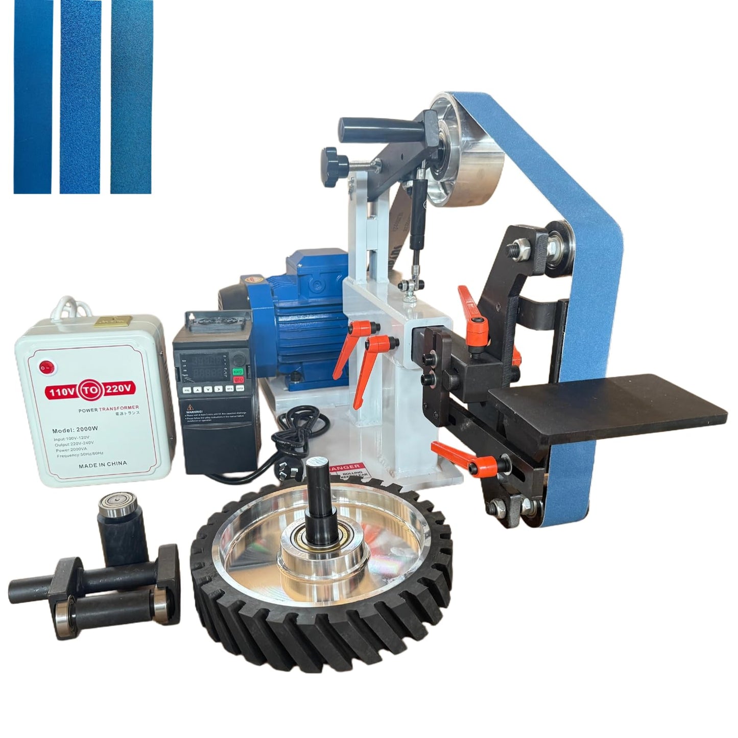 Belt Grinder Sander with VFD，2x72-inch 1500W 2HP Variable Speed Control Belt Sander with 3 Sets Grinding Tools and 3 Zirconia corundum Sanding Belts for Metalworking, Knife Making