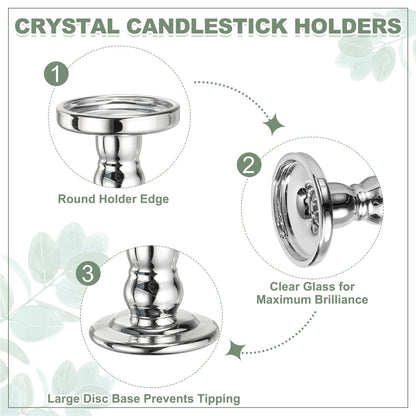 uxcell 11 cm Glass Candle Holder for Taper/Column Candles, Candle Holders Tealight Stand Candlestick for Tealight Wedding Table Centerpiece Home Decor, Silver