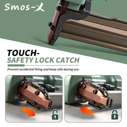 Smos-X N851 Pneumatic Staple Gun 16 Gauge 7/16" Roofing Nail Gun Accepts 3/5" to 2" Leg Staples Upholstery Staple Gun for Roof Decking Subflooring,Kinds of Wood Construction