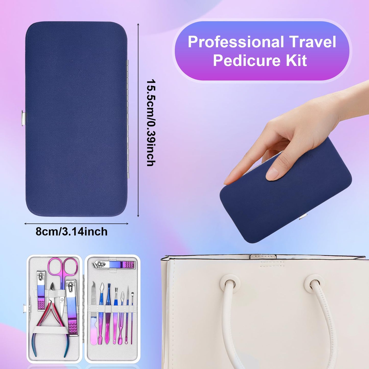 CGBE Manicure Set Nail Clippers Pedicure Kit Men Women Grooming kit Manicure Professional Nail Care Tools Gift 12Pcs with Luxurious Travel Case