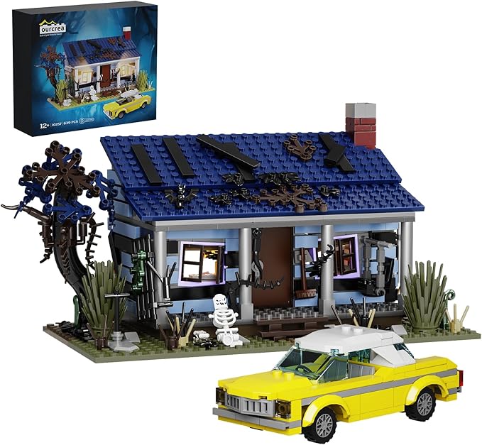 Evil House Building Set Deadly Darkness House Compatible with Lego Halloween Horror House with Movable Car Haunted House Toy Model Collectible Gift for Boys and Movie Fans (639 Pcs)
