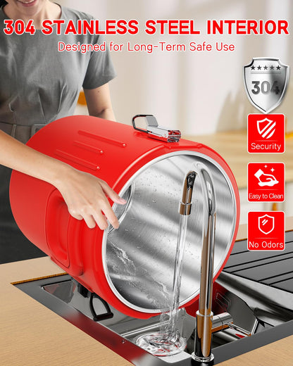 Insulated Beverage Dispenser 5 Gallon, Hot Drink Dispenser with 304 Stainless Steel Interior & Spout, Hot Water Dispenser for Parties, Portable Outdoors Water Jug for Camping Sports,N5