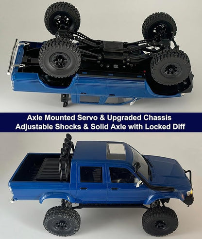 WPL C64-1 RC Crawler 4x4 RC Truck 1/16 Scale Remote Control Rock Crawler Off Road with Axle Mounted Servo 260 Motor Upgraded Chassis Fully Proportional 2 Batteries Hobby Toy for Adult