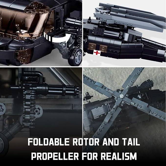 UH-60 Black Hawk Military Utility Helicopter Building Toy - Army Set with 692 PCS and 4 Toy Soldiers