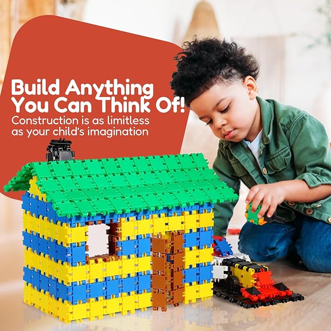 Beblox Building Blocks for Kids - 250-Piece Connecting Tiles Set - Interlocking Building Blocks for Kids STEM Toys Kit Fun &amp Educational Gifts for Boys &amp Girls Preschool Learning Activities