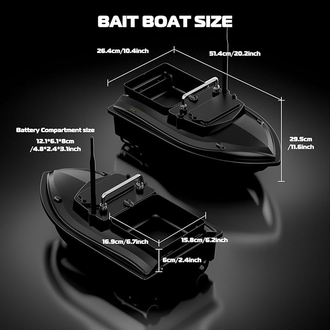 Bait Boats for Carp Fishing - Rc Fishing Bait Boat 2kg Loading with Spare Batteries Bait Boat Bag for Carp Fishing (Black)