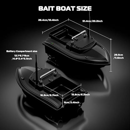 Bait Boats for Carp Fishing - Rc Fishing Bait Boat 2kg Loading with Spare Batteries Bait Boat Bag for Carp Fishing (Black)