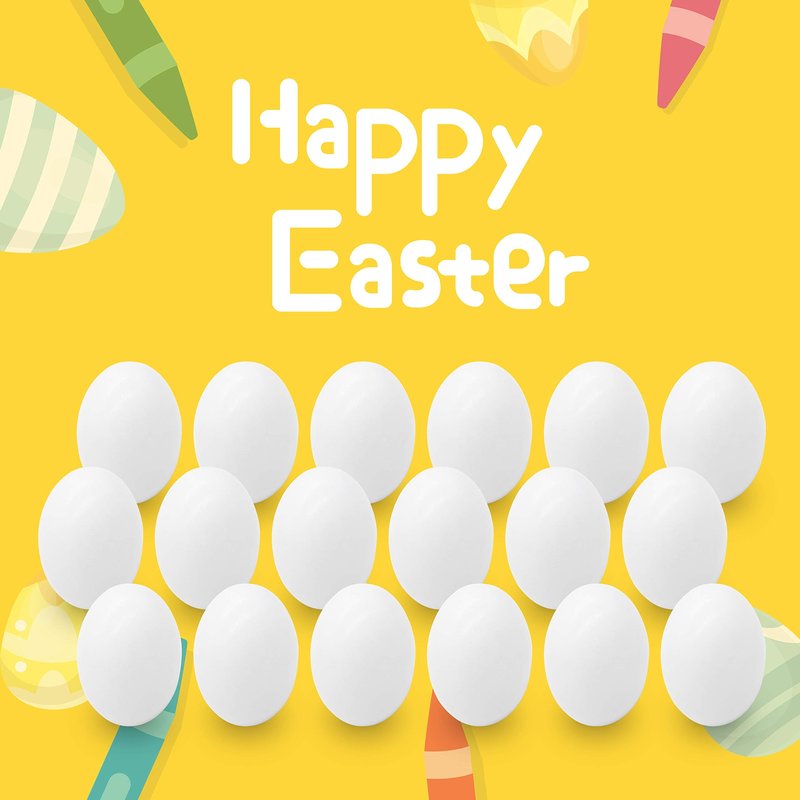 18 Pcs Easter Egg, White Wooden Eggs, Life Size Plain Decorating Eggs for Kids Easter DIY Paint Your Own Egg Decor, Easter Craft, Easter Eggs Hunt, Easter Basket Stuffers, School Activities Supplies