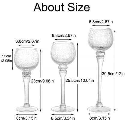 Inweder Glass Tealight Candle Holder: Clear Votive Holders 9/10/12 Inch Tall Long Setm Floating Candle Holders for Christmas Dining Table Centerpiece Wedding Party Set of 3