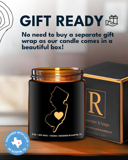 New Jersey Candle, Thoughtful New Jersey Themed Souvenir & Gifts for Men and Women, Unique State Gifts, Best Sentimental Gift for Moving Away, Ideal for Birthday, Christmas, Graduation, Gift Ready