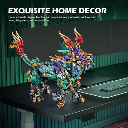 NUTCRACKER Mechanical Kirin Animals Building Block Sets Unicorns Toy Building Set Home Office Collectible Display Model Kit Represents Good Luck Easter Birthday Gift for Adult（1616 Pieces）