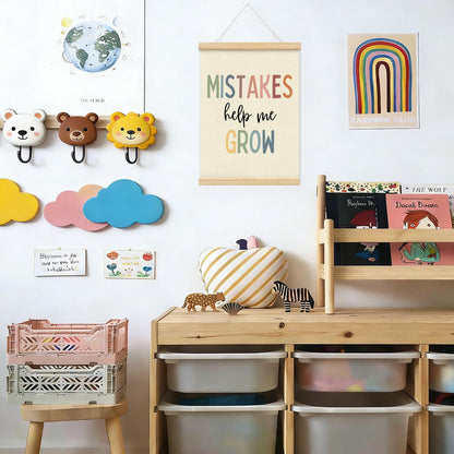 STHTTSW Boho Classroom Decor,Mistakes Help Me Grow Wall Hanger with Wooden Frames,Homeschool Motivational Mental Health Wall Decor for Therapy Counselor Office 12x16 Inch