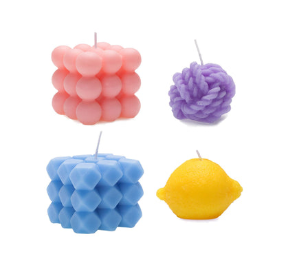 Bubble Candle, 4pcs Cube Soy Wax Bubble Candles Scented Aesthetic Bubble Candle Set for Home Bedroom Decor Birthday Mothers Day Gifts for Mom (Lemon Pack)