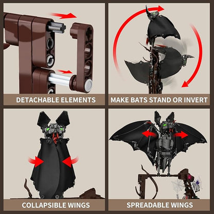 Mechanical Horror Bat Building Set for AdultBat Bird Building Blocks ToysHome and Office DecorCollectible for Adult and Teen Boys 8+(839 PCS)