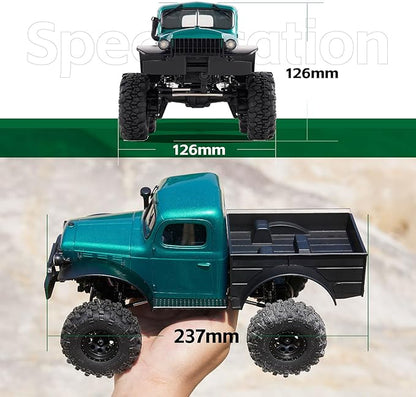FCX24 FMS 1/24 Power Wagon Brushless RC Crawler Offroad Trucks 4X4 RC Rock Crawler with 2 Speed Switch Portal Axles and LED Lights for Adults (Green)